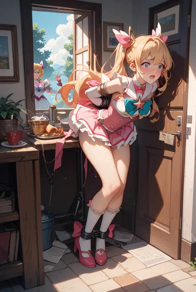 (tmasterpiece),(best qualtiy),putting makeup on, Blushlush, 耳Nipple Ring, inner strength, high-heels, 1girll, florals, Bow knot,(Naked:1.4),(see panties),(tmasterpiece),(best qualtiy),blonde with blue eyes,long whitr hair,putting makeup on, Blushlush, 耳Nipple Ring, inner strength, high-heels, 1girll, florals, Bow knot, Cock your ass,opening legs,