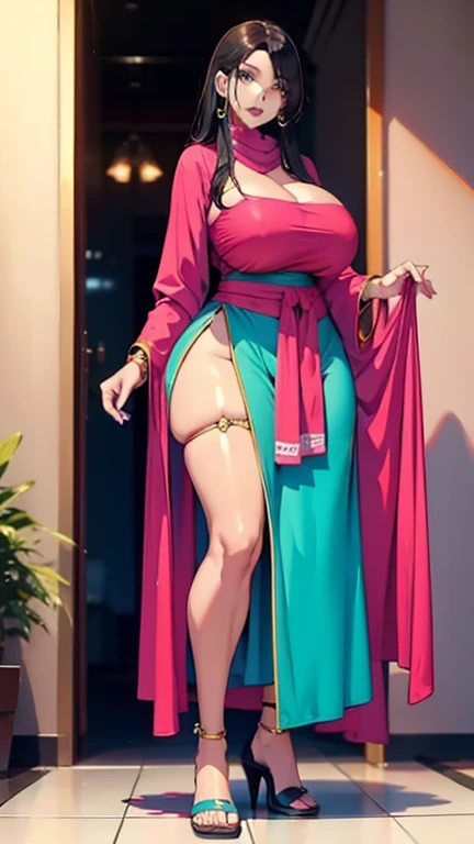 ((Masterpiece, hiquality, absurdress) 1Woman, black hair, curly hair, Afro-curly hair, Green eyes, a perfect face, the perfect body, big breastes, short stature, very dark skin, Hindu woman, 独奏, ((Best Quality)), ((Masterpiece)), (Detailed:1.4), Detailed eyes and face, Designer pajamas, Designer underwear, designer bed linen, Designer slippers , Languid look, Evening, big bed, Primordial world