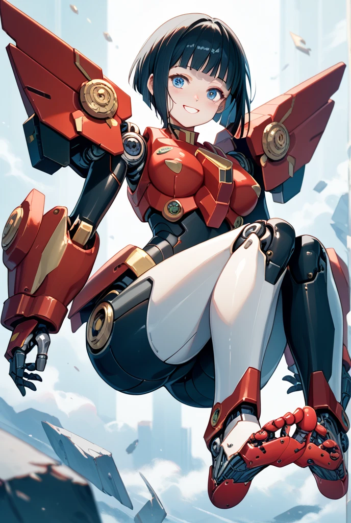 (masterpiece),( best quality), 1girl, pilot, giant robot, leotard, bare legs