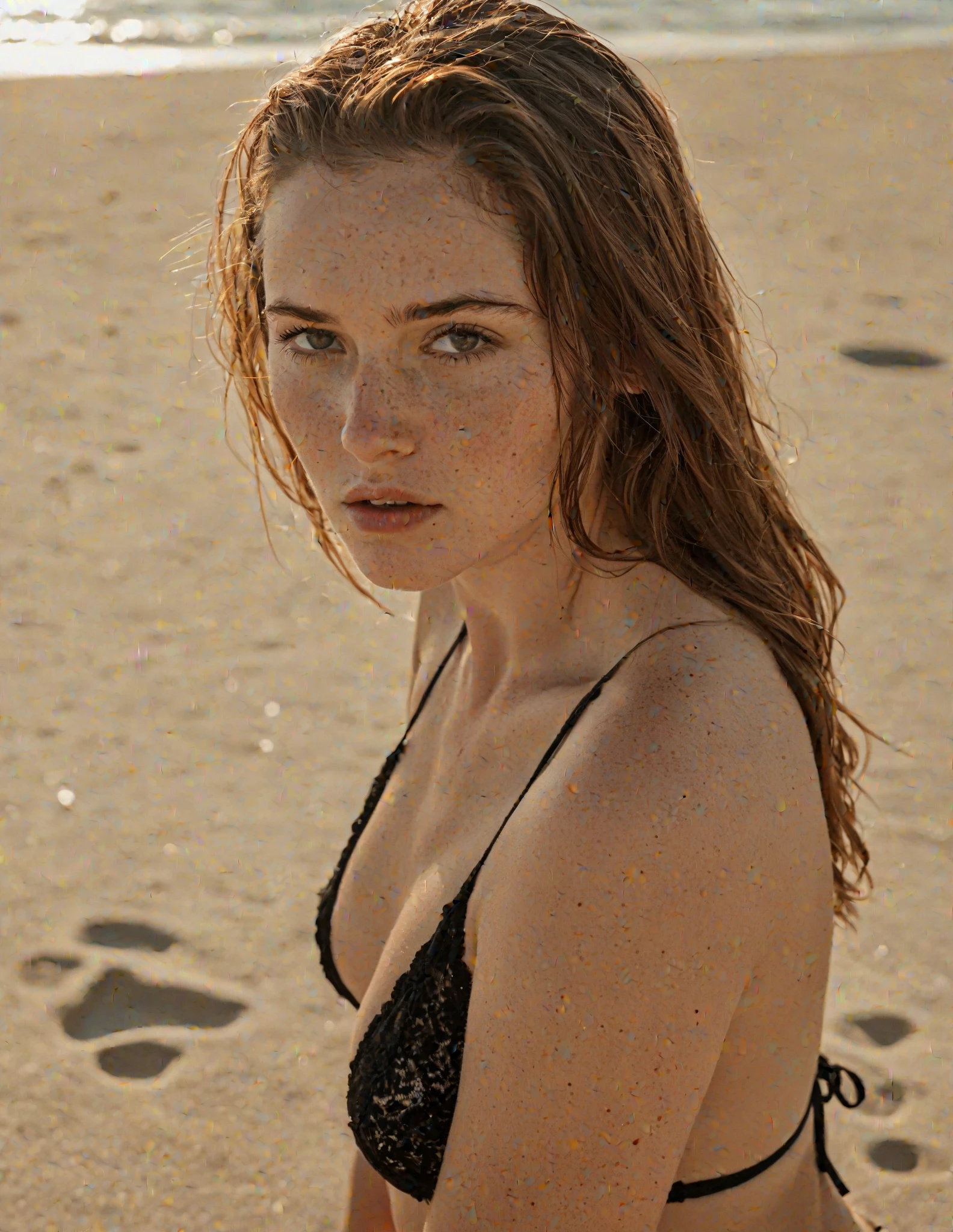 Anya Taylor-Joy (masterpiece, top quality, Best Quality, official art, beautiful and aesthetic:1.2), (beautiful face), extremely detailed,showy,more detailed, (playa), bright Eyes, Medium chest, (White micro bikini:1.2), ((yoimiya def))