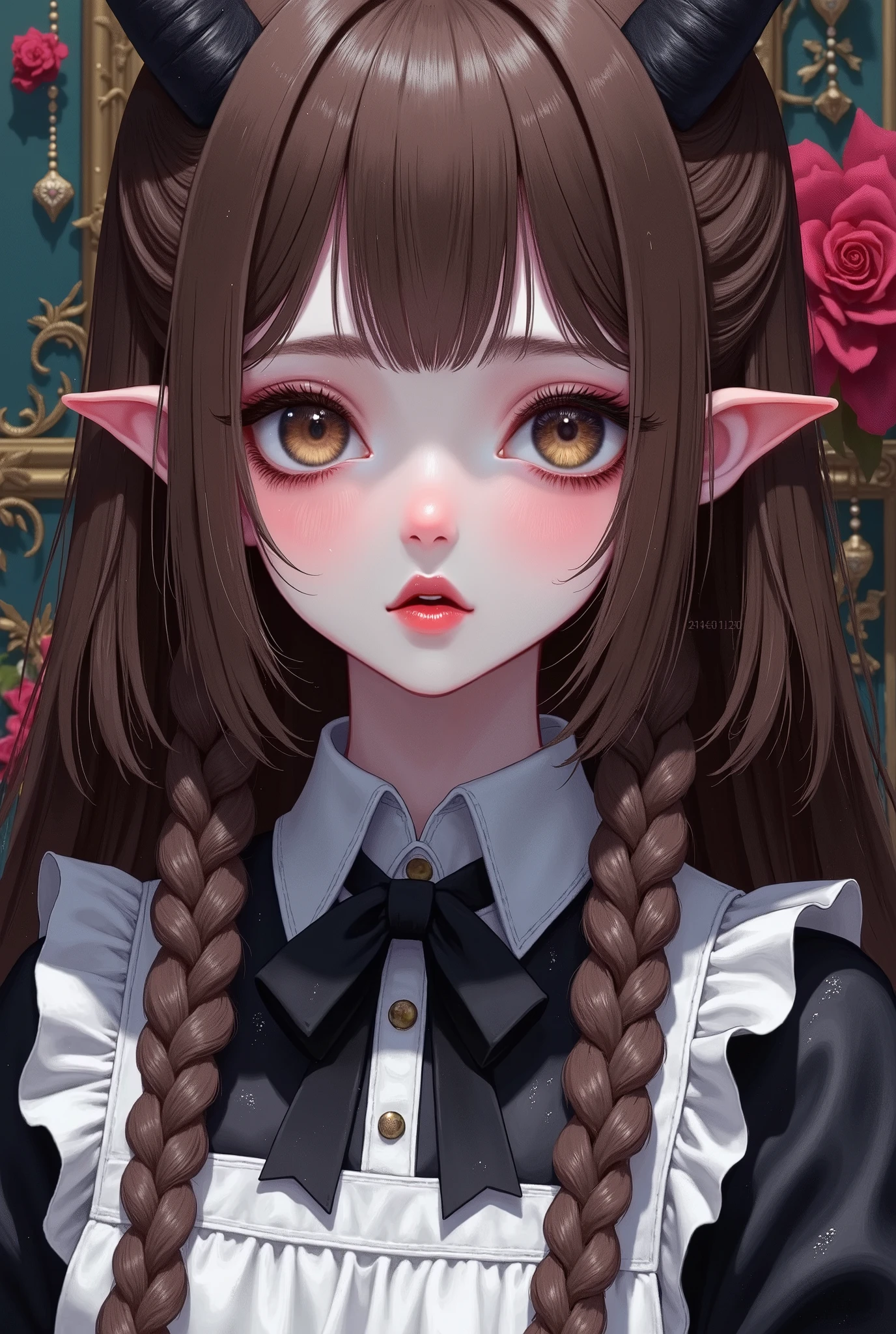 Girl, long wavy and falling brown hair, olive brown eyes, sharp features, white skin, light pink lips, beautiful, perfect, elegant looking, wearing a formal school uniform, bright colors, high quality resolution.