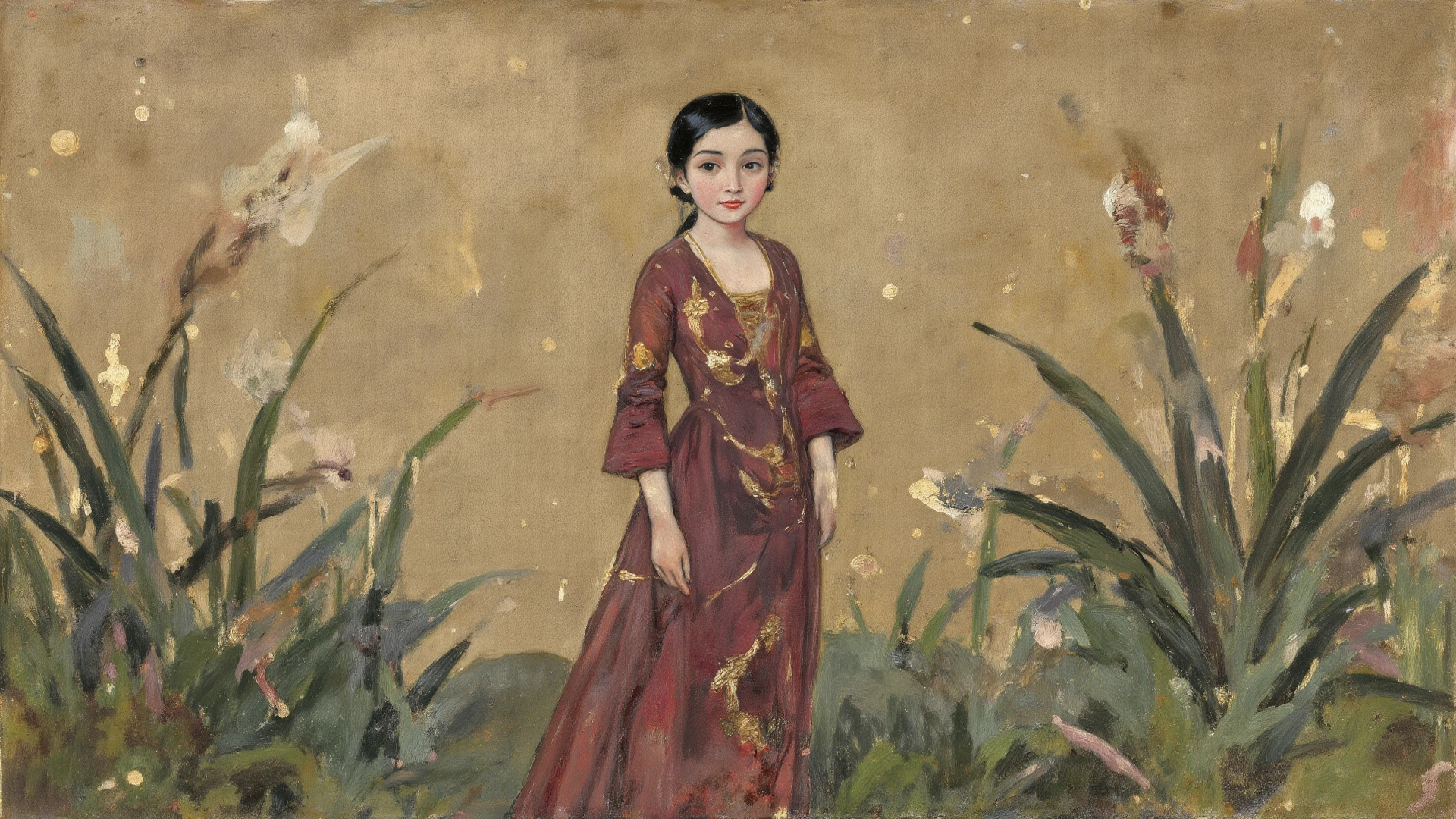 Puwei, China, 1828. A little ((((5-year-old)) WhiteLily)), girl, ((((clothings from the 1820s)))), ((short bob hairstyle of the 1820s)), ((colorful))
