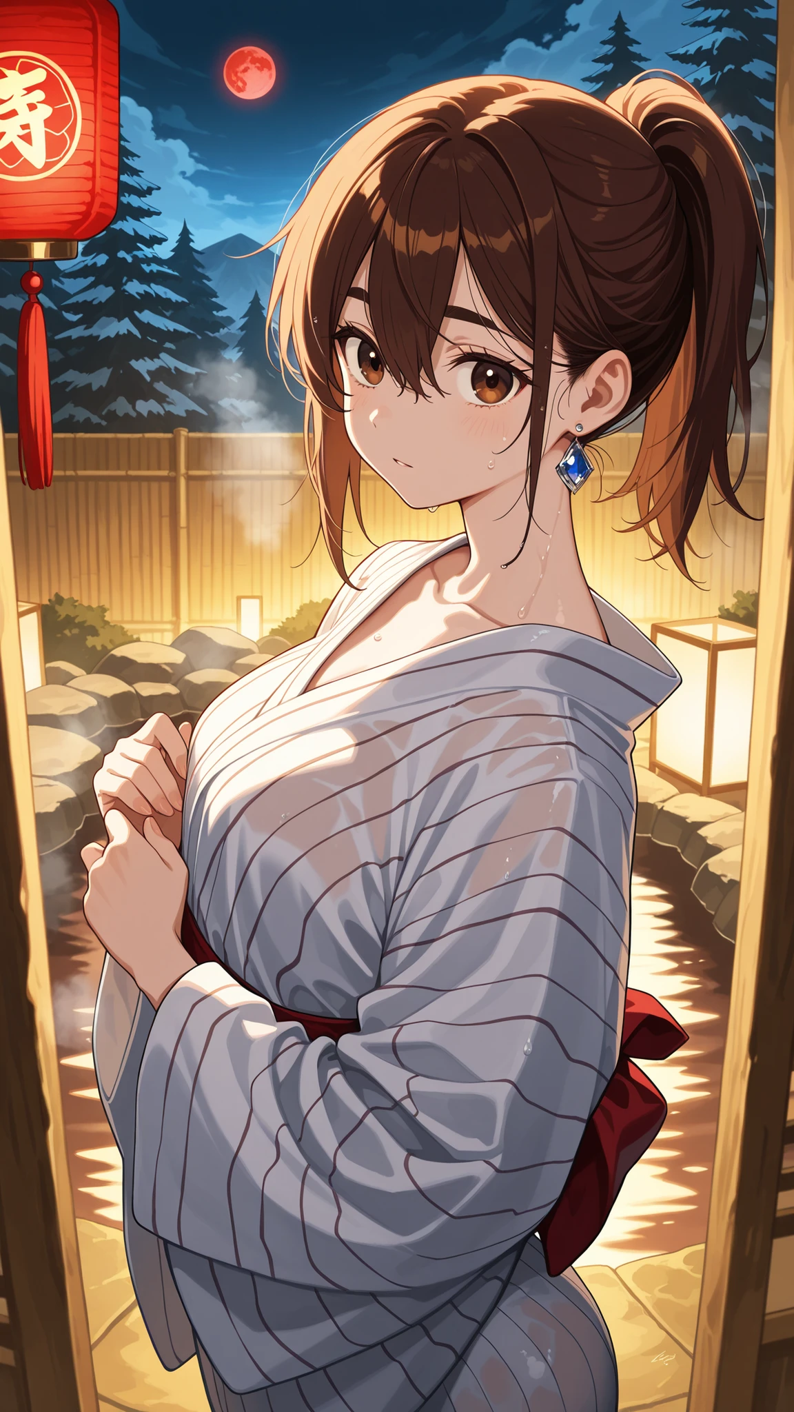 Browsing Caution,masterpiece,Highest quality,High resolution,Very detailed,Amiya\(Arknights\), Long Hair, Brown Hair, Hair between the eyes, Light blue eyes, Medium chest, Bunny ears, Silky skin, Shiny skin,High-quality yukata,Embarrassing,blush,Night stay,Japanese-style room,tatami,(Hypnosis),(brainwashing)