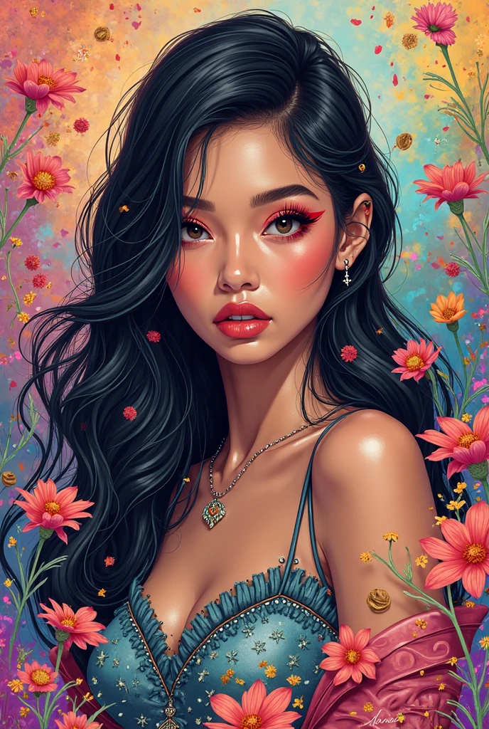 a style, a woman,<hypernet:Styltok:0.7> splash art, oil painting, (gloss), flowers, (detailed skin:1.3), (intricate details), dramatic, ray tracing, <lora:add_sharpness:0.6>