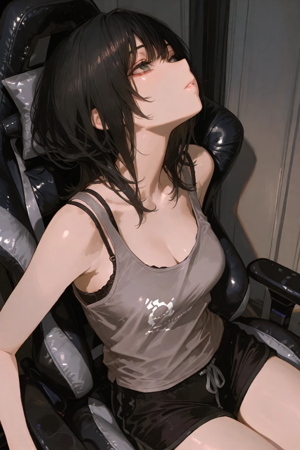 naked woman、fullnude、 (nose blush, Naughty, half opened eye, Drooling), [Full body shot]、BDSM、Plenty of love juice、pale pubic hair、Wearing a black dog collar,Full body shot,body piercings,Large open legs、Lying in bed、Hands tied above the head、Head-to-toe shots、Hand flail、fetters、Squirting、spout、There are a lot of them all over the body,The udder is squeezed out with a rope、Woman in chains、slightly turned to the side、The lower back is cramping up and down、Chest is bobbing up and down、Crying in pain、Both legs are raised above the head in a V-shape、Swing your hips up and down violently、Ahegao、Lower your hips deeply、all the way to the base、The waist is on the floor、hanekawa tsubasa、her black hair is tied into two braids.、eye glass、Colossal tits、Colossal tits、