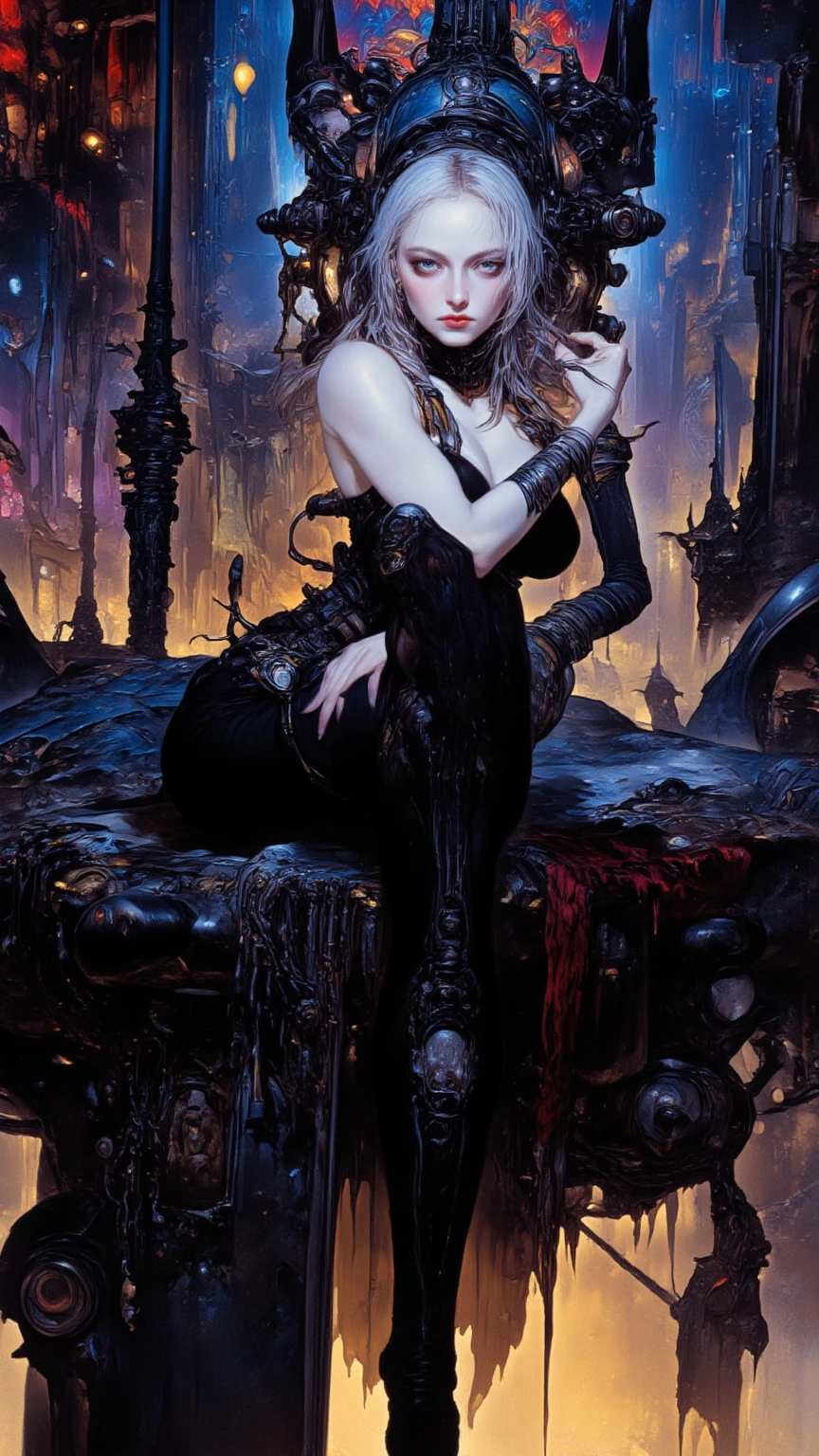 MASTERPIECE, There's a demon woman wearing an undersized pale white leotard in a dark room, dark scenario, white thong leotard, perfect female body proportions, sensual pose, thigh skin visible, seductive gaze, horror movie, creepy scenario, horror background, cinematic, dramatic lights, ultra detailed, photorealistic, masterpiece, 8k, ultra-detailed, intricate patterns, studio lighting, trending on Artstation, gloomy atmosphere, bokeh background, rule of thirds composition, albino skin, red hair, long fluffy hair, elegant, elitist, condescending attitude.