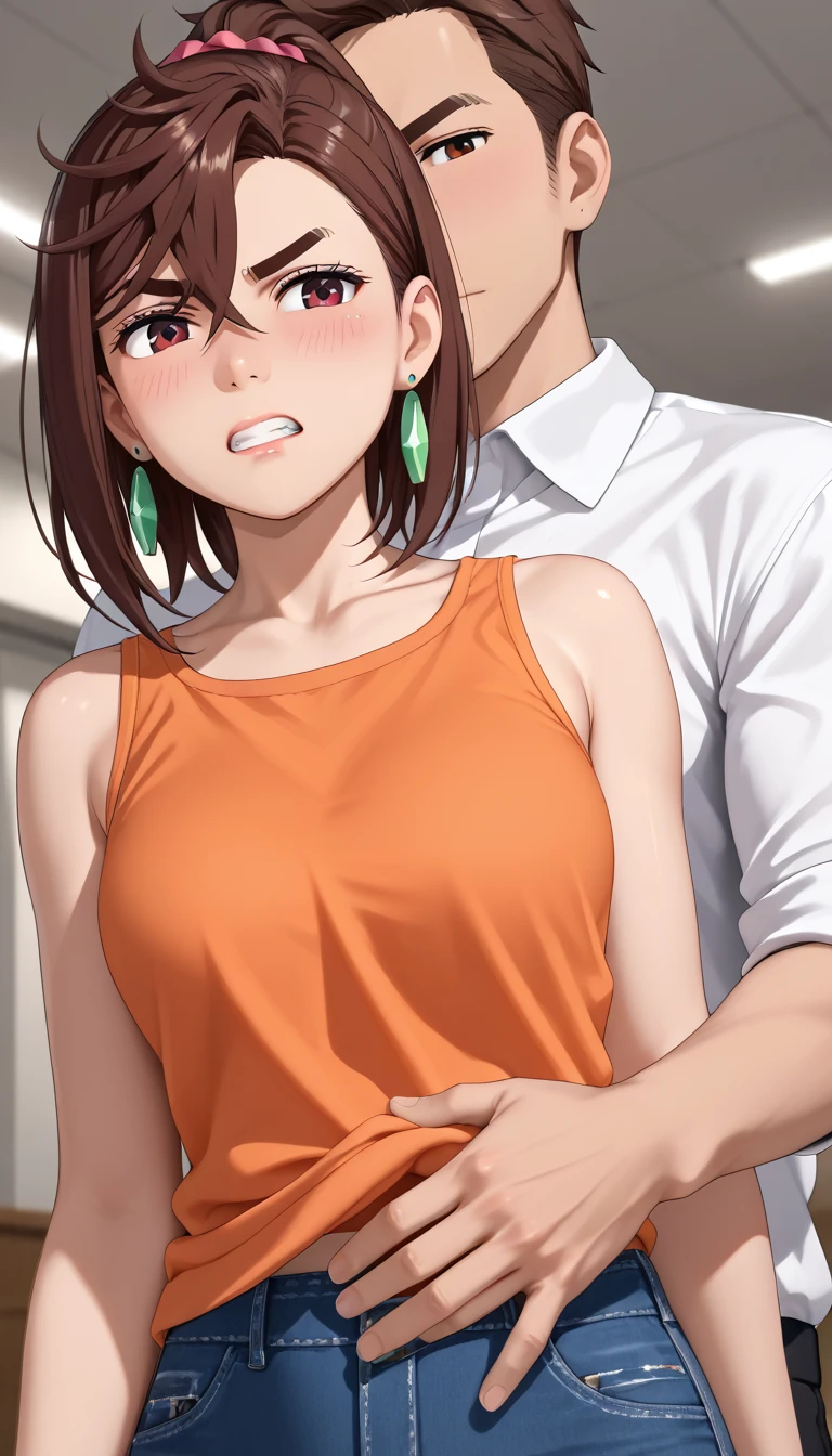 Mai Shiranui、Girl being raped、Crying Girl:1.8、Nipples、Torn clothes、whole body、Small breasts、Garbage dump、Several men surrounding one woman、A man touches a woman's body、A man sexually harasses a woman、Small breasts、Speech bubble、A girl says something tough in Japanese、Violence、A man touches a woman's body、A man touches a woman's crotch、A man touches a woman's breasts、A man hits a woman:1.5