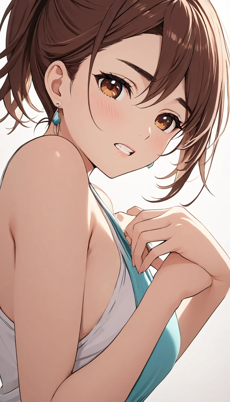 masterpiece, best quality, aalo, solo, short hair, ahoge, collarbone, (petite),
embarrassed, :o, squatting, polka dot dress, (blue dress lift), flat chest, nipple slip, nipples, (pussy), outdoor,
