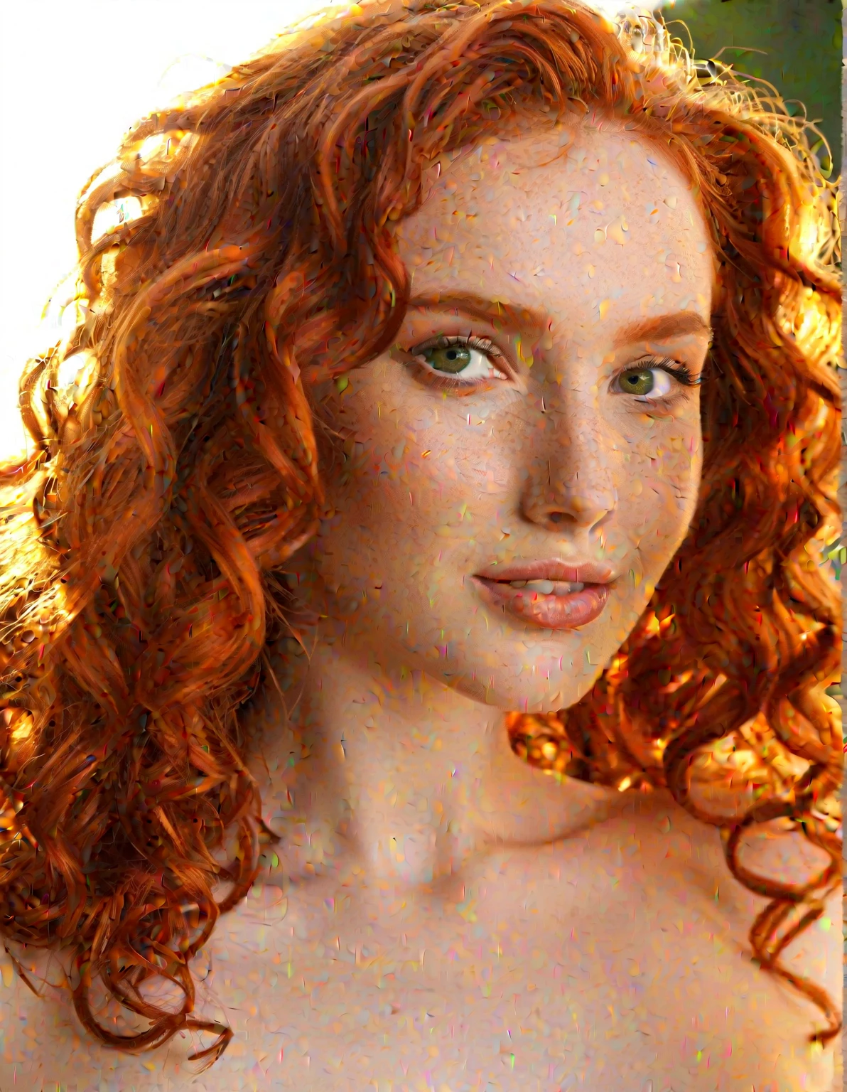 Cute 18 year old girl, redhead, solo, topless, natural medium breasts, colorful cotton panties, full body view, ultra high quality photography, 