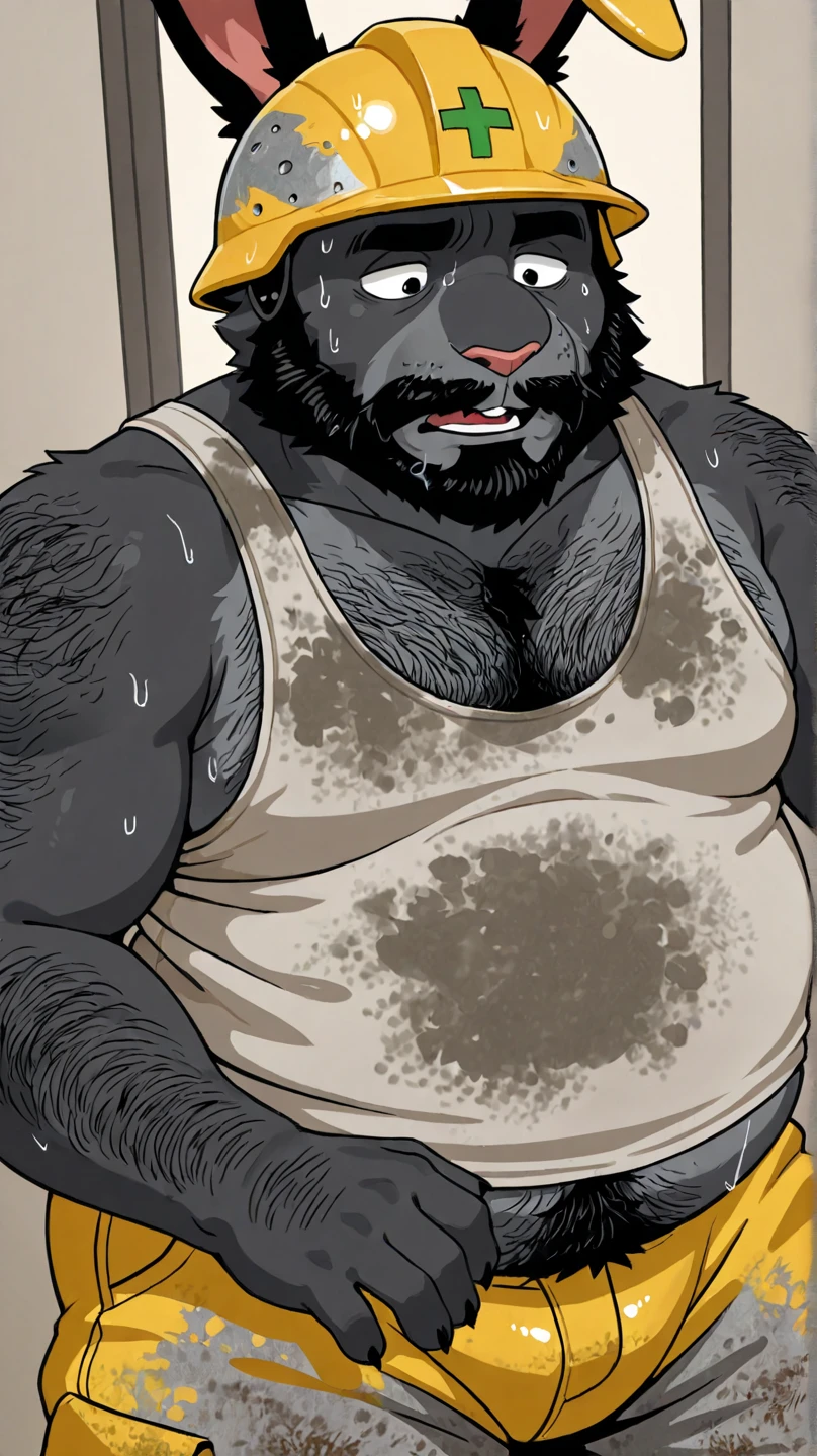 ((solo)), anthro drafthorse, (grey fur, black mane, darker nose and hands:1.3), ((equine face)), male, late twenties, athletic, abs, (veiny, ripped muscles, gut stomach:1.3), (correct anatomy, heavy build, massive body, wide hips, wide torso), (realistic fur, detailed fur texture:1.5), detailed background farm, photorealistic, (shorts:1.3), (big bulge with outline:1.2), bare torso, (detailed clothing), hyperrealistic, ultradetailed, by kenket, natural lighting, sweat, wet, exhausted, kneeling down, bend down position, epic, steaming breathing