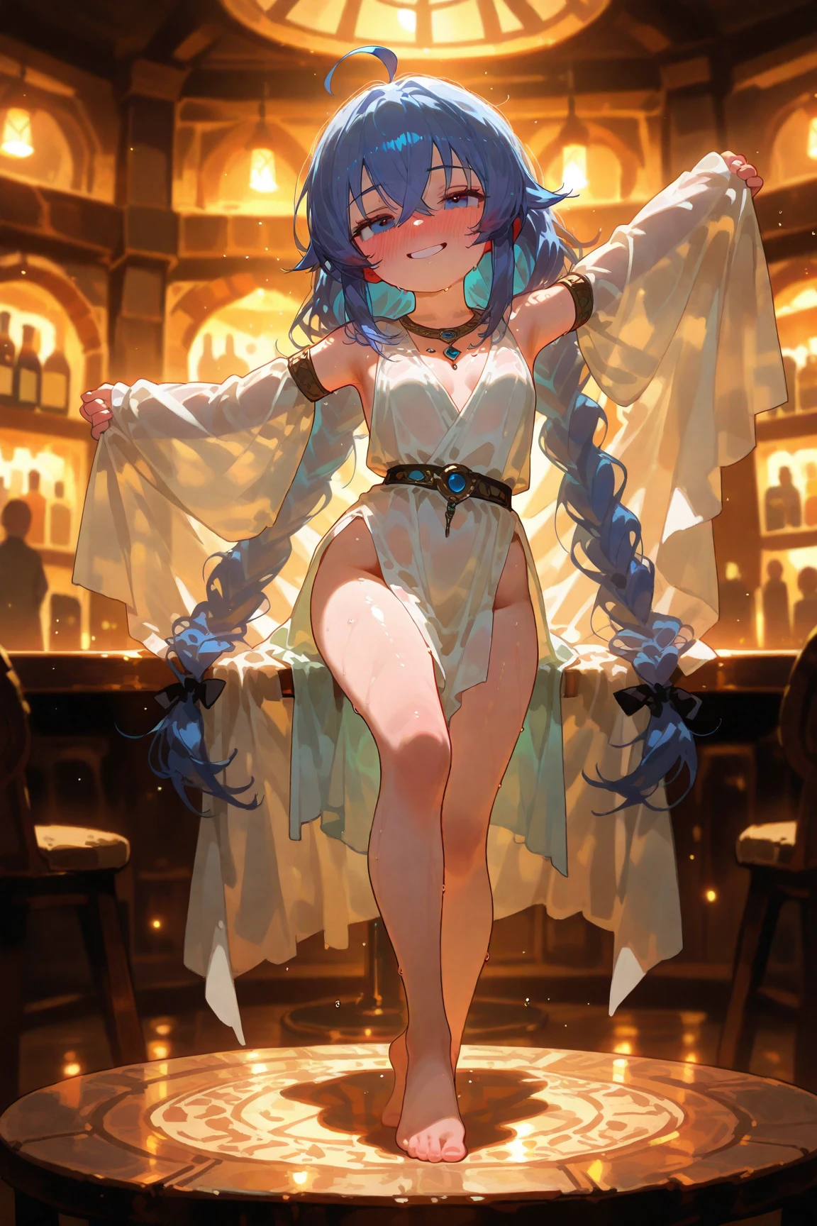 (masterpiece), (High resolution), (super delicate),,(Horror elements), sexy dress,Cute Core Clown、Skull Accessories、((Alphonse Mucha 1.5))blue hair、