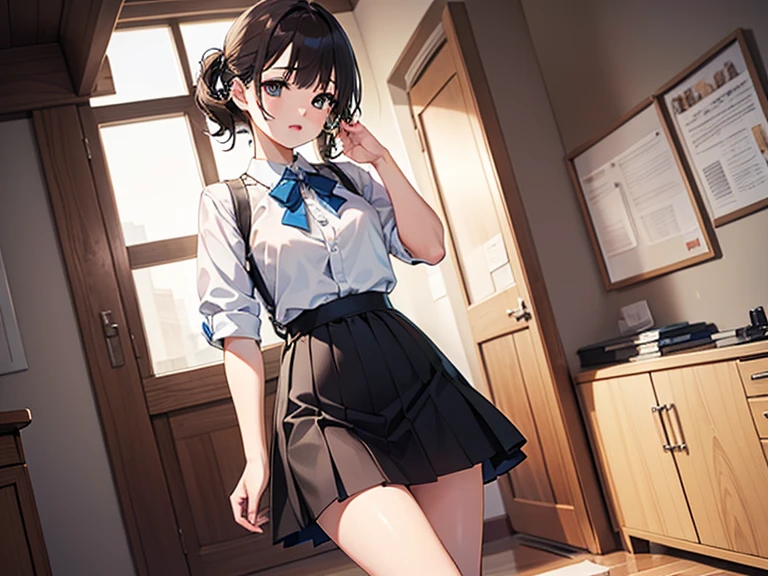 （Very delicate and beautiful：1.2）super model,,Beautiful breasts,voluptuous,【bike shorts】,,【3girls】,,Highest quality, High resolution, 8k,mini skirt.Three people.uniform.Mechanical Sword.Looking down on.Three peoplegirlが視聴者をLooking down onながら踏みつける.laugh at