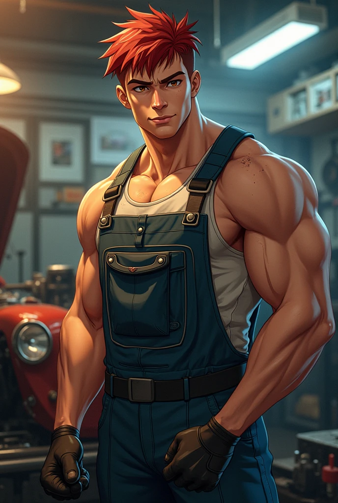 best quality, masterpiece, handsome man, muscular bodybuilder, exaggerated tiny waist, construction worker gear, hardhat, unbuttoned pants, puts on condom, construction site, perfect fingers, sexy, gay, homoerotic, no watermark, no logo, no signature