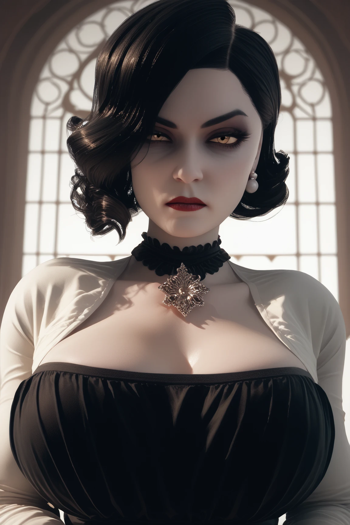 Photography, ProFessional Full-body, (detailed Face and eye:1.4), ojos morados, (Escotes profundos:1.3), colorFul, color photography oF woman, desnudos, (maquillaje oscuro), collar, pendientes, (dark lipstick), labios partered, sharp Focus, Focus on Face, incredibly sharp details, extremadamente detallado, (gigantic breasts in Frame:1.1), Alta calidad 4K, 8K, depth oF Field, F/1.2, Leica, 8k hdr, alto contraste, Altamente retoque, oscuridad, bokeh, award-winning photography, best photographers.