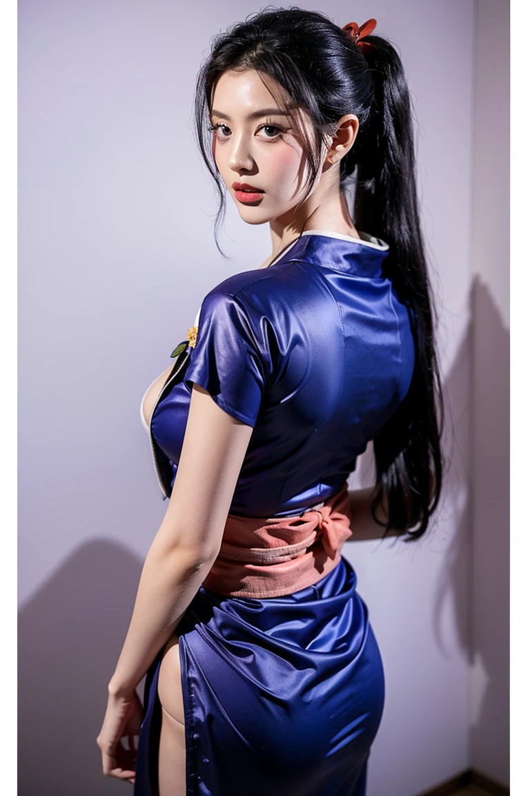 Woman in dark blue leather jacket posing on a dark black wall, beautiful model, Beautiful very white girl, Nico Robin, model, IG model | Artgerm, Gama Murata and Artgerm, seductive anime girl, Pink beach sarong, beautiful white woman, Like Artgerm, beautiful body and face, Attractive pose, Ilya Kuvshinov and Artgerm, Nico Robin,NicoRobin, blue eyes, big breasts, Nico Robin , 27 year old, Nico Robin, pretty, happy, female, very pale white skin, Nico Robin, pink skirt, white skin, Nico Robin,anime girl in blue jacket standing on a dark room, dark wall, Nico Robin, Pink beach sarong, CG 8K ultra realistic, Masterpiece, ((Ultra detailed background, delicate pattern, Intricate details)), (Highly detailed, Fine details), The best quality, 1girl , (photorealistic:1.4),beautiful lighting, absurd, RAW photo, Film grain, ((big breasts, thin girl)), NicoRobin, 1girl, Long hair, black hair, Only, blue eyes, cleavage, They are smiling, ( big breasts), Nico Robin, Beautiful blue eyes, Big and perfect breasts, Nico Robin, Pink sarong, leather jacket, cleavage, big bust, pale white skin, Nico Robin , perfect skin, Nico Robin, dark blue leather jacket, pale skin, nicorobin, dark blue jacket, extremely white skin, Nico Robin, pink sarong, very white skin, white skin, nico robin, Big tits, great cleavage, pink sarong, nico robin, sky blue eyes, perfect eyes, natural makeup, photo on a dark room, femenine lovely