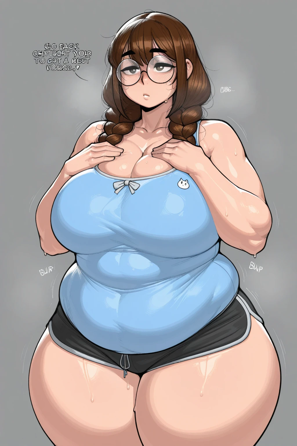 A woman. , (Facing from behind:1) (Legs spread wide:1), (Turning around), Youthful, (Leaning forward), On a sea bank, Young, Japanese, Female, Intelligent, Leaning forward, Very saggy breasts, Very very very saggy breasts, Saggy breasts, Long breasts. Very fat, Intelligent beauty, Black labia minora, Large clitoris. Open vagina, Very wet. Bright sunny day, Very large breasts, Thick eyebrows, {Top quality}, {Very beautiful}, {Very detailed}, Wearing glasses, Very thick thighs, Face visible, Nipples visible, Very thick and dark armpit hair, No underwear, Only socks and shoes, Dark pubic hair, Very dark armpit hair, Extremely obese, Freckles on face and body, Young, Beautiful eyes, Beautiful face, Ponytail, Twin tails.