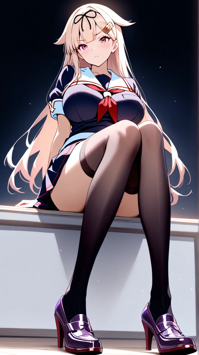 (highest quality: 1.2, Highly detailed, Latest, Vibrant, Super detail, Ultra-high resolution, High contrast, masterpiece: 1.2, highest quality, Best aesthetics, aya:0.9), alone, (1 woman), /( teacher/ ), (teacher), long hair, blonde hair, (red eyes: 1.3), long hair with brown highlights, thighs, skirt, sexy, cleavage, painted nails, belt, thighs with tights, glasses, classroom, shake hands welcome, pink lips, heels, red dress, sexy thigh, detailed leg, dynamic angle, random pause, highly detailed face and skin texture, cowboy shot,marin kitagawa