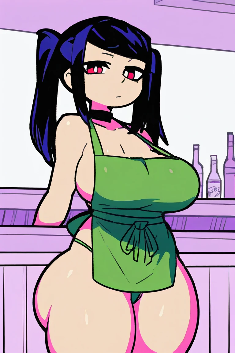 Araffe in a red plaid skirt and pink bra top posing in a kitchen, AngelaWhite, Sexy Girl, Lacey, Demi Rose, Buxom chest, perfect angle, busty, sexy look, curvy model, Instagram model, looks realistic, in the kitchen, painted, perfectly detailed, stunning view, perfectly proportioned, 80's anime, retro anime
