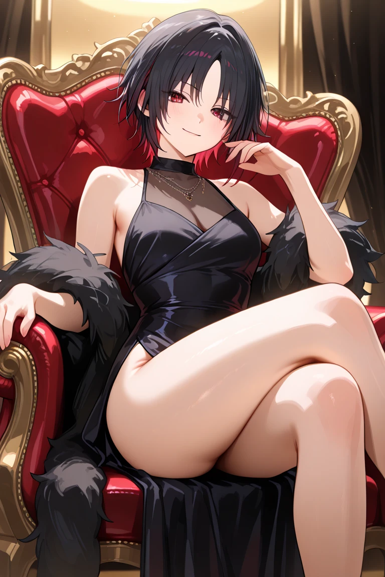 (((1 girl))) (with blue short hair), voluptuous body, (yellow eyes with slit pupils), earrings, seductive smile, perfect hands, NSFW, wearing a thong, anatomically correct, best quality, high quality, super detailed, masterpiece.