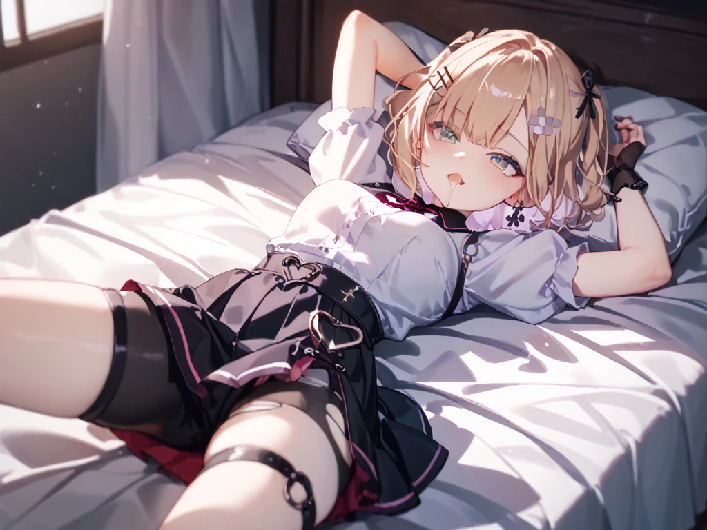 Anime girl wearing hat and bag lying on bed, Lolita in skirt, Small curvy loli, kushat krentz critical art women, Cute anime waifu wearing beautiful clothes, fine details. girls frontline, guweiz, Anime Barbie wearing white stockings, Anime girl wearing maid outfit, from girls frontline, splash ink art anime loli