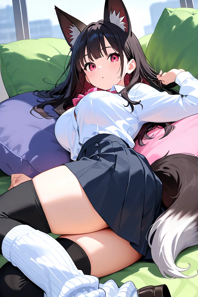 masterpiece, best quality, (two girl are having sex:1.5), home, on bed, kiss, high school student, short height, medium length hair, (ahoge:1.0), (brown hair:1.2), brown eyes, hairs between eyes, collared shirt, blazer, pleated skirt, , bow, black thighhighs, (saliva:1.4), (pussy juice:1.5), (sweat:1.2),