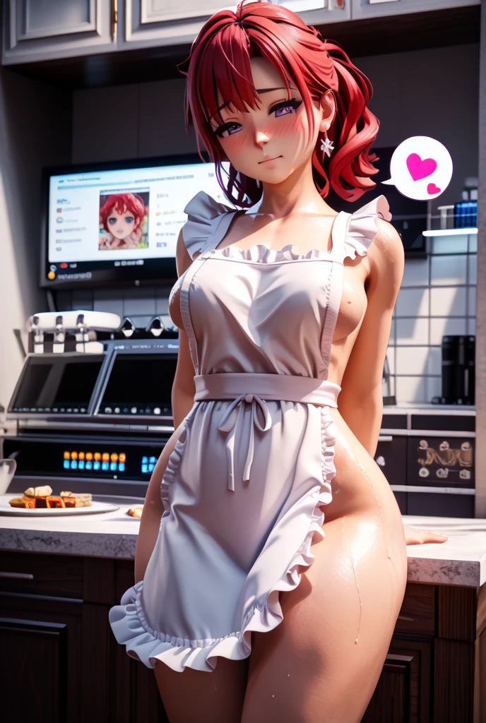 1girl, bangs, doll joints, realistic, porcelain, action figure, doll, pole, standing, wide hips, on table, full body, shiny skin, <lora:IluluV4_16e-5_2e-25e-5:1>, (masterpiece, best quality), ilulu (maidragon), 1girl, solo, breasts, looking at viewer, blush, bangs, thighhighs, holding, cleavage, bare shoulders, standing, collarbone, thighs, cowboy shot, horns, pointy ears, black thighhighs, medium hair, nail polish, :o, huge breasts, apron, blurry, cup, fingernails, hands up, skindentation, low twintails, long hair, thick thighs, holding cup, curvy, wide hips, breast squeeze, disposable cup, naked apron, coffee cup, marker, green apron, yellow horns, holding marker, barista, teeth, shortstack, pink hair, slit pupils, red eyes,