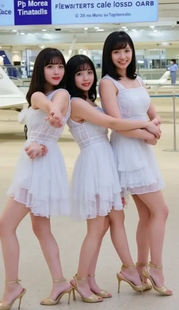Multiple girls, giantess art, highly detailed giantess shot, der riese, super giant princess, Shorthair, Giant woman bigger than a skyscraper, Wearing rimless glasses, Colossal tits, Big ass, white luxury white dress, White pantyhose, shoes: high heel white sandals, very small metropolis, miniature metropolis, Full body depiction。nffsw, der riese, Black pantyhose, Small town,micro city,