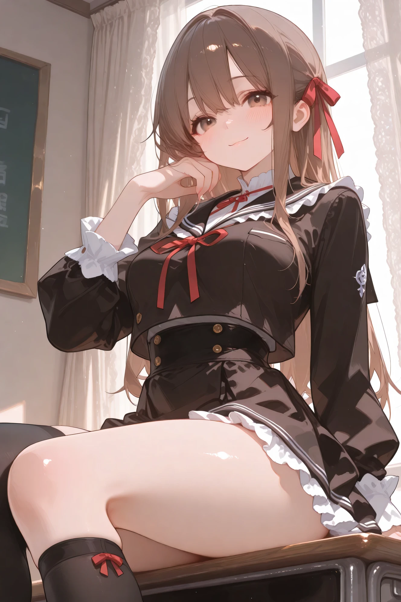 amber、blush,smile、Usual clothes、Combat Uniform、Primary school students、The back is very small、Lolita、Small breasts、Show me your armpits、exterior: 14 years old、Shoulder Bare、The clavicle is visible、Sexy thighs、Beautiful feet、Usual hairstyle、highest quality, High resolution, unity 8k wallpaper, (shape:0.8), (Beautiful and beautiful eyes:1.6), Highly detailed face, Perfect lighting, Extremely detailed CG, (Perfect hands, Perfect Anatomy),