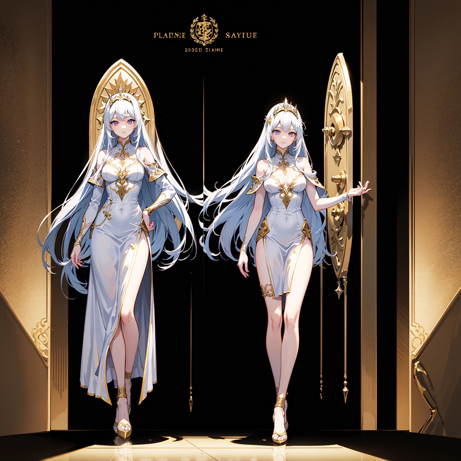 tmasterpiece,The beautiful goddess of the void wears a hood,fully body pose,sideface,facing away from the audience,Gorgeous clothes with gold patterns,Full body white transparent bikini,Clear silk,Full-body standing,180cm tall,Slender legs,detail in face,Detailed body part details,8k wallpaper