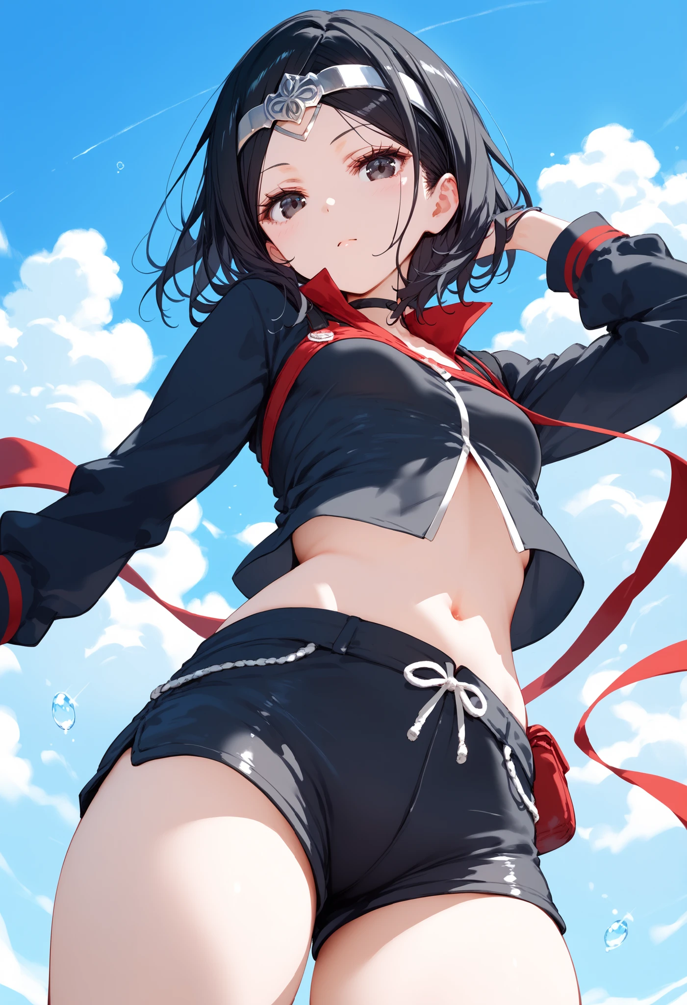 One girl,Tifa Lockhart, Jumping with a smile, Anime Style,