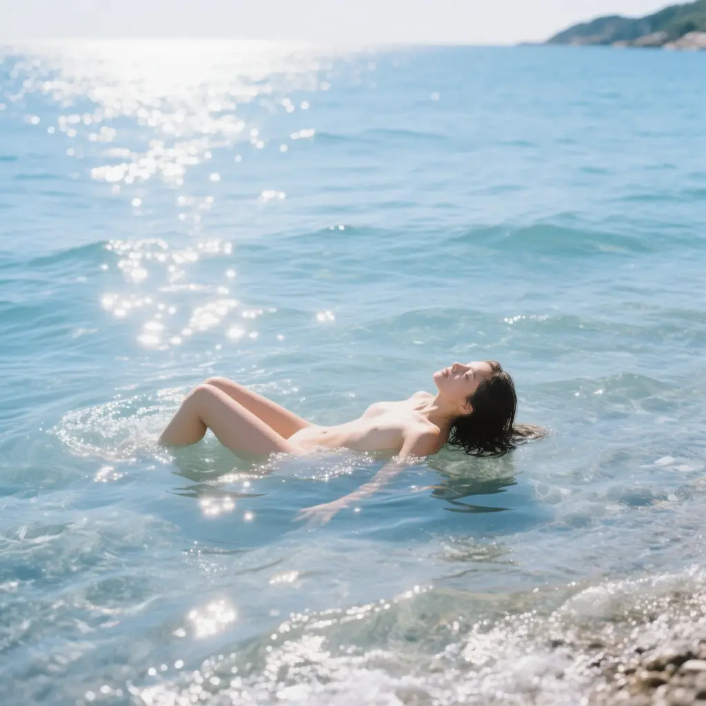 photorealestic, Cute diffuse woman, water spirit, Creature, dressless, (Detailed water background))), ultra sharp focus, Detailed Face, Splashing water, (((Posing))), (((Dynamic motion))), Random hair color, Short hair, Beautiful eyes, Sexy, full - body, high image processing, High image quality, High Resolution