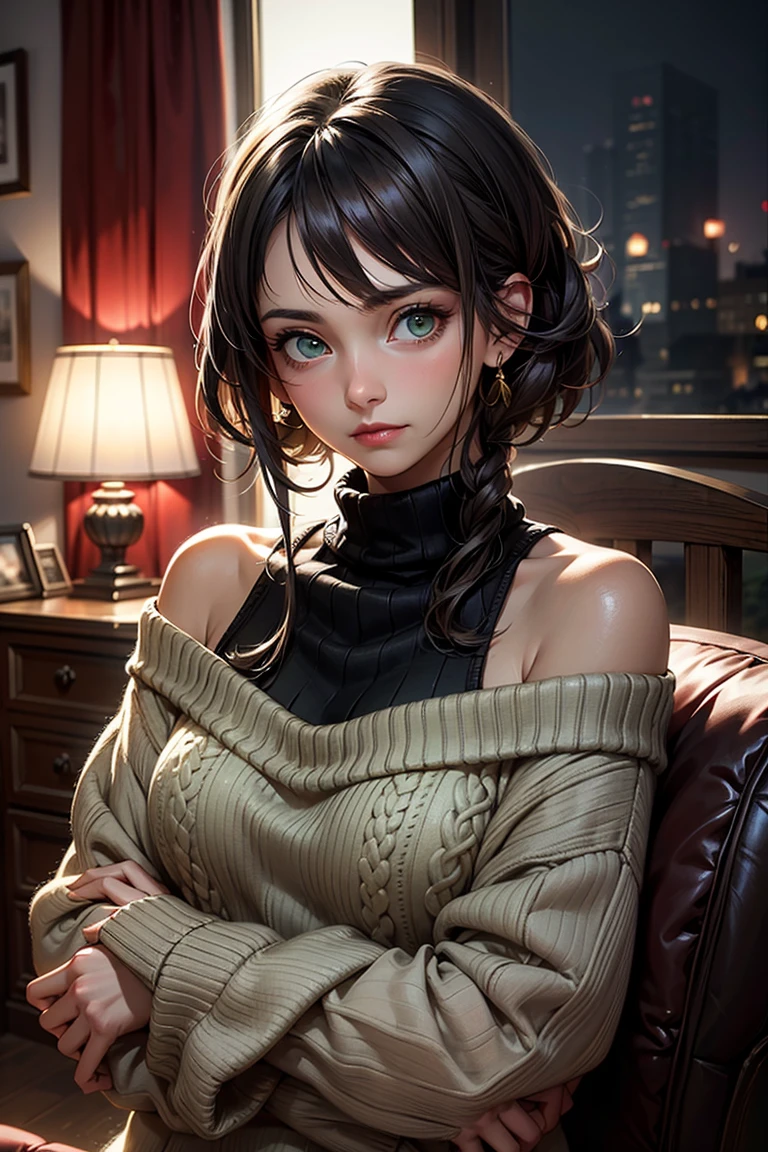 high quality, 4k, 8k, highres, masterpiece, ultra-detailed, realistic, photorealistic, photo-realistic, HDR, UHD, studio lighting, ultra-fine painting, sharp focus, physically-based rendering, extreme detail description, professional, vivid colors, bokeh, anime, anime style, soft lighting, 1 girl, beautiful detailed eyes, beautiful detailed lips, extremely detailed eyes and face, long eyelashes, attractive, 25 years old, laying on couch, eating pizza, netflix and chill vibe, black dressing gown, in underwear