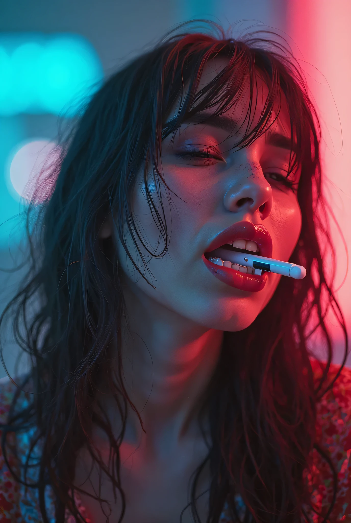 Overdosing on drugs、Smoking a cigarette、Menhera、beautiful girl、looks fun
