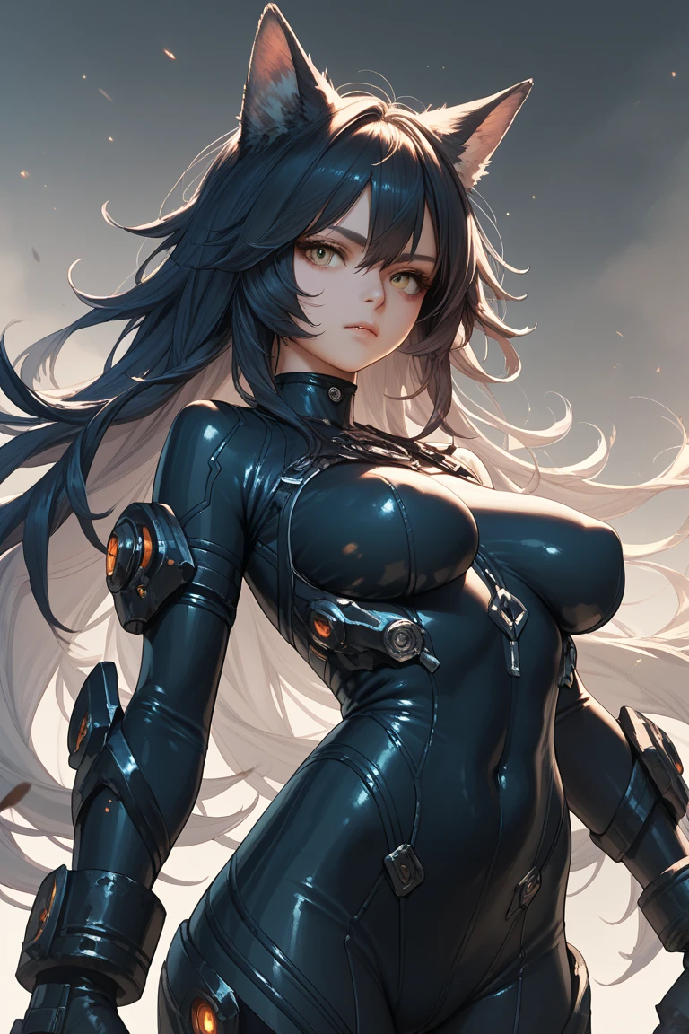 full face mask,　robot girl,　very huge breasts