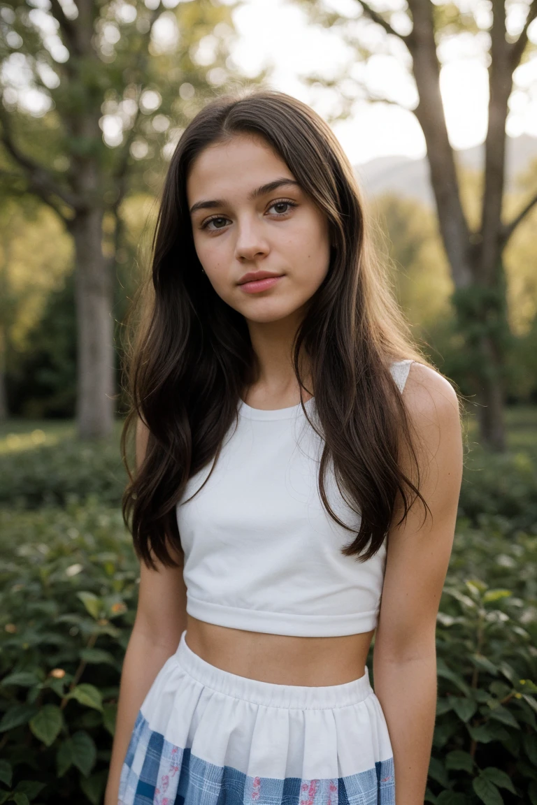 really pretty 18 years old girl. Brown hair. Innocent face. Straight looking to the camera