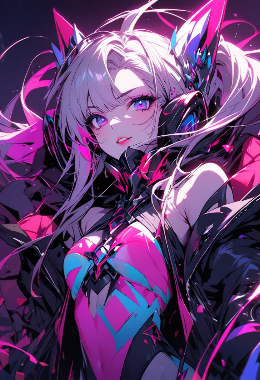 Close-up of face looking up, Best Anime 4K Konachan Wallpaper, anime art wallpaper 4k, anime art wallpaper 4k, anime art wallpaper 8k, Super colorful, Anime Moe Art Style, Anime Style 4k, anime wallpaper 4k, anime wallpaper 4k, ,High quality generation of dark female characters, Unreasonable,Her figure is extremely beautiful, Emphasizing the dark and crazy elements. Skillfully expressing the effects of light and shadow, detailed, The face and expression are carefully drawn..., Artistic elements add depth to the work, With a unique artistic touch. This film is visually stimulating、Aesthetically pleasing.,sketch (Character design sheet, same characters, whole body, Three-View, front, ~ ~ ~ side, return),Iridescent holographic