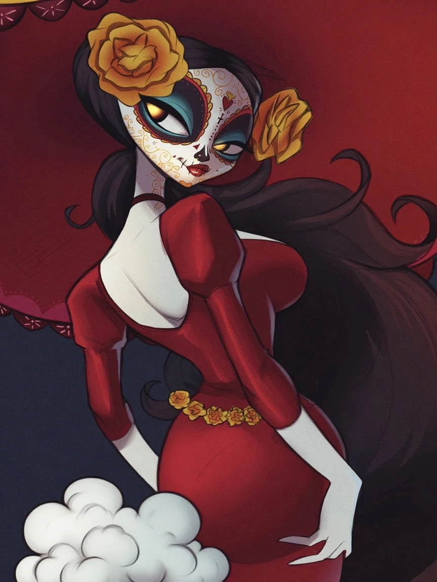 detailed face, detailed eyes, official art, Demon_Calavera VictorianFoxGirl