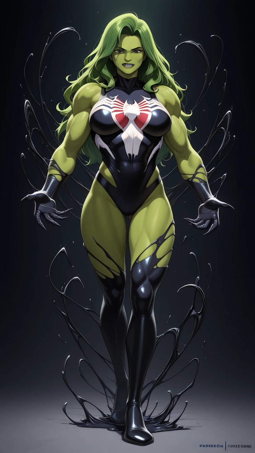 The woman in the image has a unique and unusual appearance, with a long body and a slender figure that seems designed for speed and agility. Her legs are slender and muscular, tapering to a point at the ankles, while her long, delicate arms end in graceful hands. Her torso is narrow and flexible, allowing for a wide range of movement. Her face is large and rounded, with a small, pointed nose and expressive eyes that convey emotion. She is wearing a tight-fitting green outfit that fits her slender body, complemented by a large helmet that may be both functional and stylistic. The metallic exoskeleton carries her on her back. This symbiotic relationship between the woman and the dragon suggests a harmonious collaboration as they navigate the environment together. The woman's breasts are notably large, measuring 115.5 cm in diameter, adding to her impressive presence in the image. The combination of the dragon's agile strength with the woman's modern aesthetic creates a fascinating visual moment of mutual cooperation as they traverse the landscape together, alternate breast size, huge breasts
