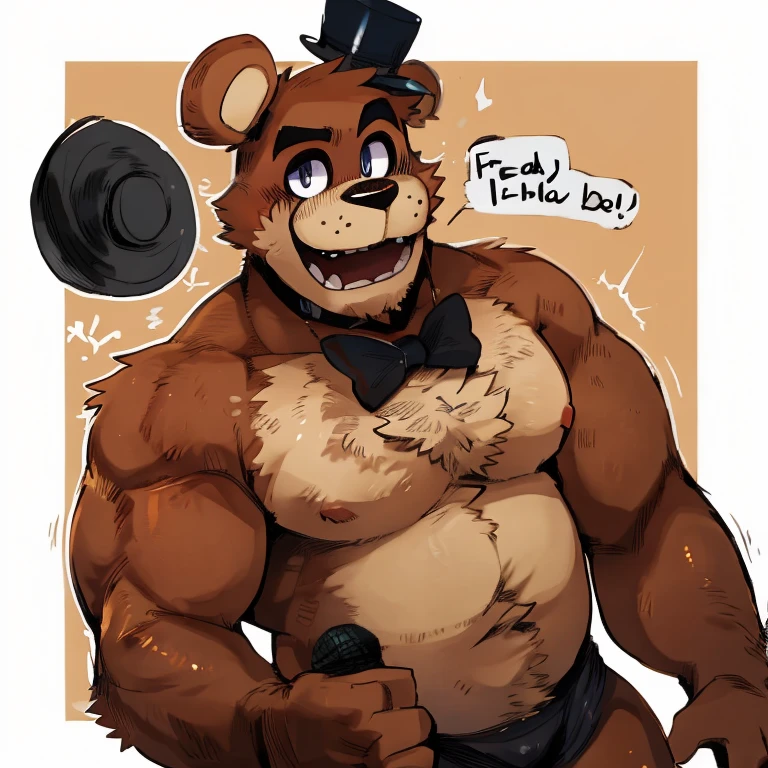 there is a cartoon of a man with a dog on his lap, commission of freddy fazbear, pov furry art, freddy fazbear, thicc, furry chest, fnaf, furry brown body, inspired by jumpy jackal, commission for high res, furry art!!!, furry body, anthro paw pov art, fullbody commission for