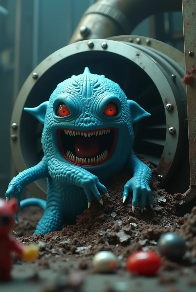 (extremadamente detallado, obra maestra, La mejor calidad), Estilo oscuro, intense illumination, rostro con arrugas, lengua larga, tentacle, deforme, monstruoso, interior de una piscina de agua verdosa, imagen submarina, alien con Colmillos finos, pico de pulpo amenazante. manchas de tinta. Rococo composition. Luz de caravaggio