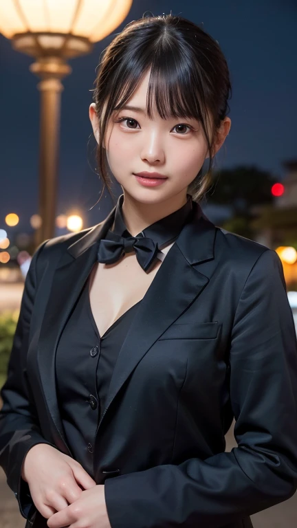((Highest quality、Highest quality、8k、masterpiece:1.3))、Short black hair、Ultra-fine face、Photograph the whole body、Detailed eyes、double eyelid、Street、Camisole made of thin material、panties、Cleavage、Medium sized breasts:1.2、pumps、One Japanese woman、26-year-old woman、Perfect proportions、Pantyhose in natural coloredium breast