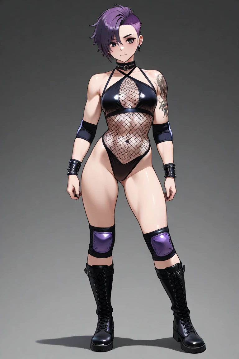 (solo:1.1),(masterpiece), (best quality:1.3),(Full body view:1.3), highly detailed, intricate, professional art, digital art, absurdres, confidant, emerald sustrai, futanari emerald sustrai wearing a Spiked-choker fishnet-crop-top with arm gloves and pants and platform-boots confidently in a club,(Black see through top:1.4), (pants:1.6), 1girl, solo, (dark skin:1.5), green hair, bob hair, gold hoop earrings, gold jewellery, ab lines,(gold navel piercing:1.1), detailed stomach, red eye colour, dark skin, average breasts, (aroused:1.2), (futanari:1.1), (wide hips:1.4), (makeup 1:1), beestung lips, (black lipstick:1.3), large penis, panty straps riding hips, (large crotch bulge:1.4), crotch bulge, large testicles , furniture, frontal view, universal lighting