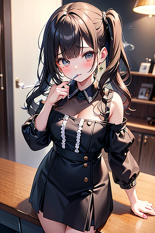 ((((Best Quality, 8K, 32K, masterpiece, 1.2)))),{{solo}},nsfw,{{{Artist: GirlfriendMix's style}}},((perfect beautiful face:1.2)), in love hotel, wearing, idol dress, netorare, netorare face, spreading pussy with fingers, embarrassed, high quality of vagina, vivid pussy,((a lot of public hairs:1.1)),