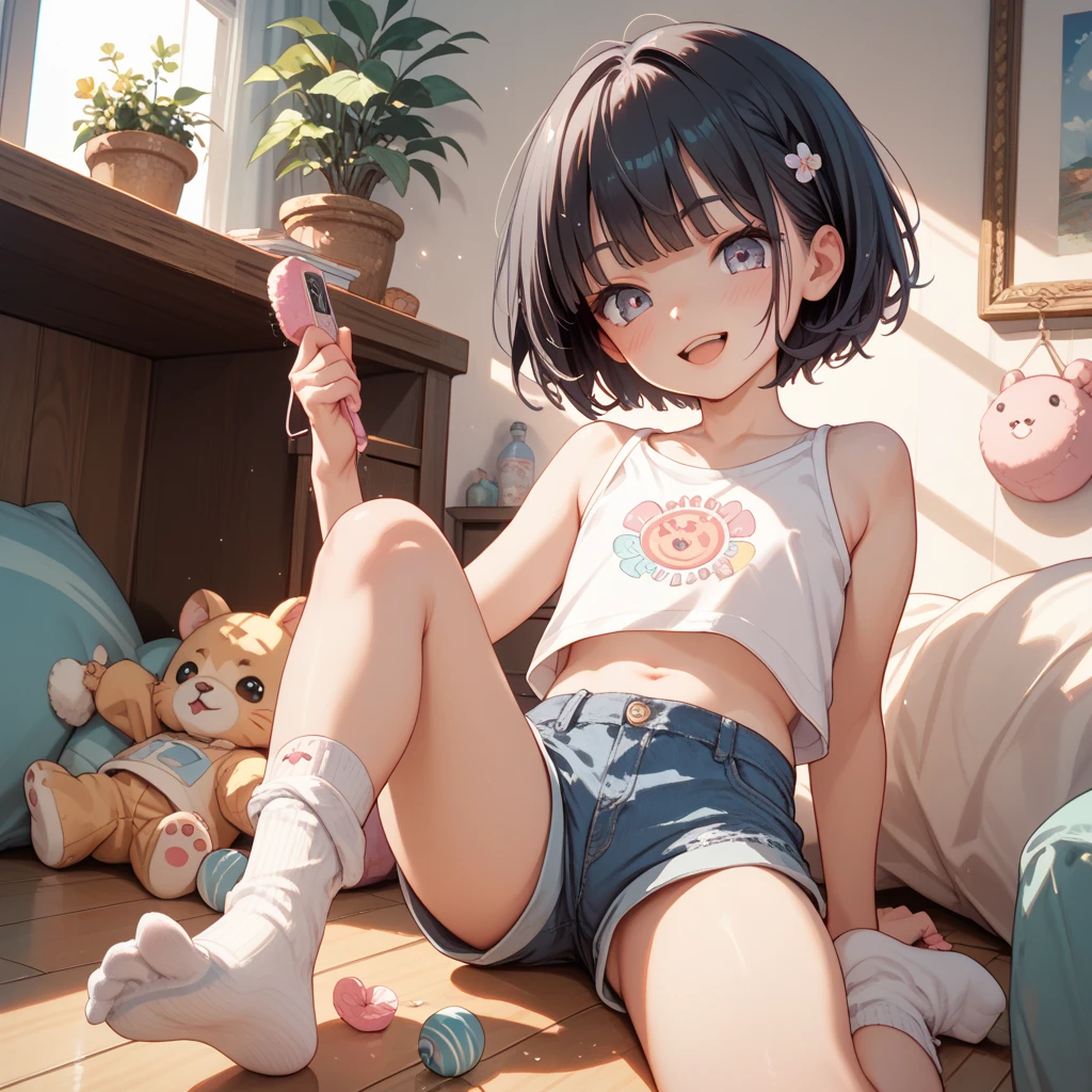 a cute girl, round_toe pumps