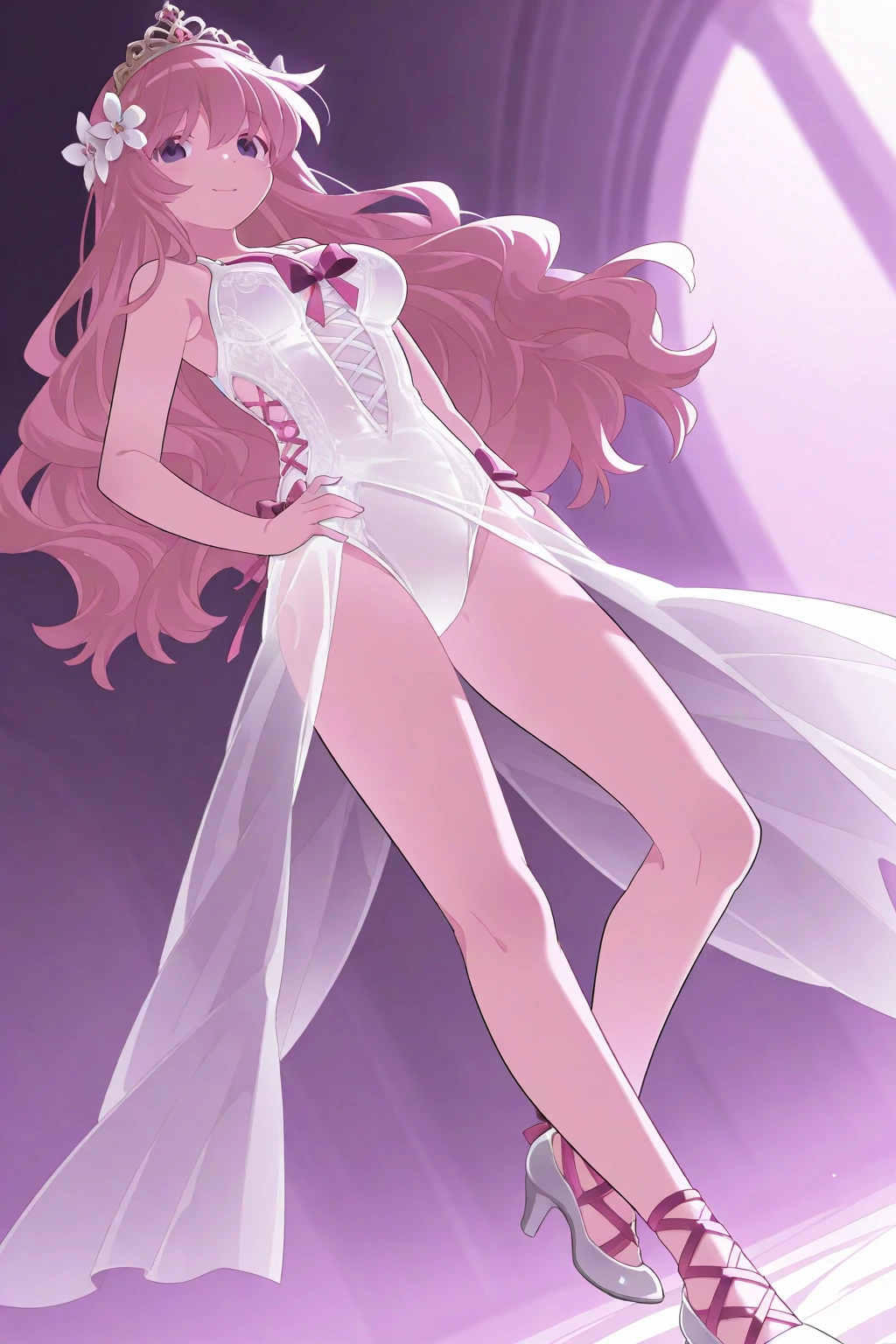 Lacus, official art. white dress, armpit