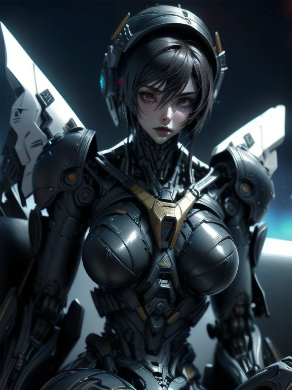 1 young girl, anime, beautiful detailed cyborg girl in a cyberpunk laboratory, wearing a cyberpunk cyborg crop top armor, her slender delicate body and skinny nubile figure shimmering in the hazy light, her alluring face with a forlorn seductive look, azure eyes, and short medium brown messy hair with subsurface-scattering glimmers, captured in a dramatic, dark, and hazy cyberpunk atmosphere, with a bustling sci-fi lab background, on the programming unit, a stunning gradient of shadow blends with the neon-light, a phenomenal, photorealistic, cinematic shot with perfect contrast and sharp focus, an unparalleled masterpiece of erotic innocence, (best quality,8k,highres,masterpiece:1.2),ultra-detailed,(realistic,photorealistic,photo-realistic:1.37),HDR,UHD,studio lighting,ultra-fine painting,sharp focus,physically-based rendering,extreme detail description,professional,vivid colors,bokeh,portraits,sci-fi,photography,concept artists,dramatic lighting,neon lights,holographic,sci-fi technology