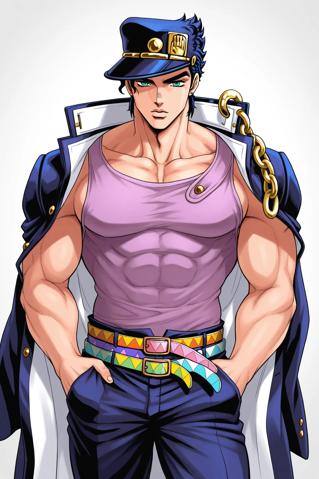 Skin color: offwhite
muka: defined jaw, muka jovem. Bright purple right eye and scars like those on his hand. The region of this eye is also grayish.
stubble with goatee and mustache, Wavy, neck-length brown hair with white streaks in the part where there are scars
cos: Scrawny, slightly defined. 1,83m high.
grayish right arm up to forearm height with cracks exuding purple aura
Indeed, kor: 20 year
Clothing from the day of the accident:
work boots, beige cargo pants, camiseta preta e máscara de pano no muka
scars on face and arm