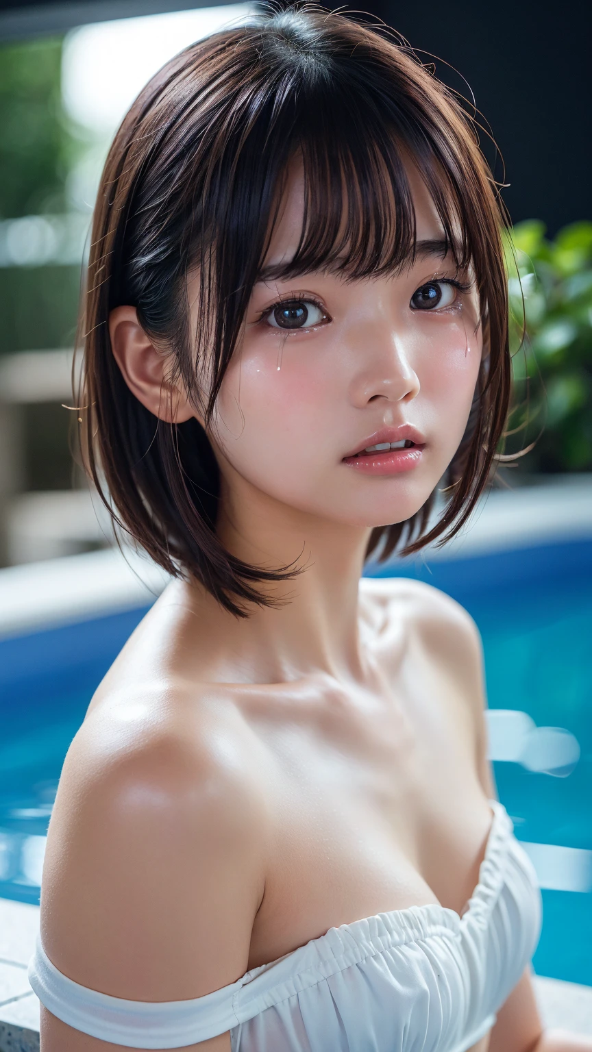 (ultra high res,photorealistic,realistic,best quality,photo-realistic),
(((high detailed skin,visible pores))),(real person,photograph),
((mix4)),
(8k, raw photo, best quality, masterpiece),(1 japanese girl),photon mapping, radiosity, physically-based rendering,automatic white balance,(((face close-up,haunting smile,moist lips,short hair))),mastoid process,watery eyes,
(blush|cute and playful|adorable|skinny|thick bangs|beauty|18 years old|childish looks|under 18 years old),((((small breasts,)))),((((looking at viewer)))),((irises and pupils are rounded,the pupil reflects the surroundings,eyes are not the same size)),  ((((skinny)))),