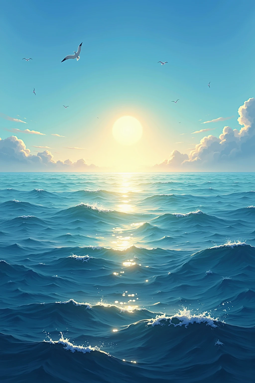 Generate five images of the ocean