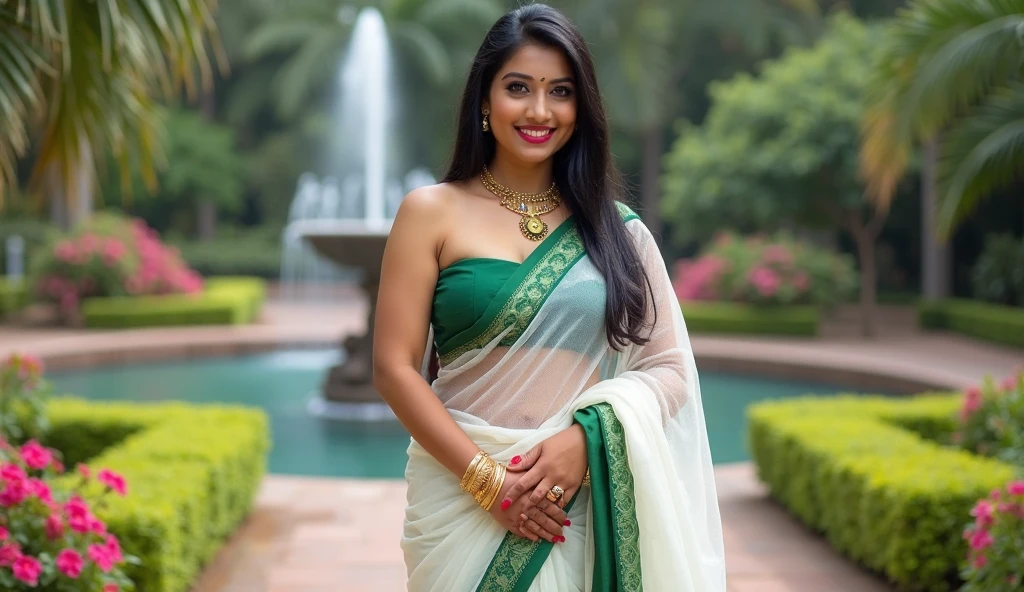 Big beautiful Indian girl in skirt in jungle. - SeaArt AI